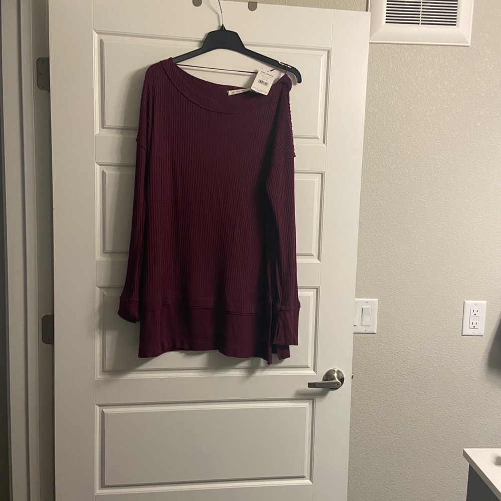 Maroon colored long sleeve free people thermal.